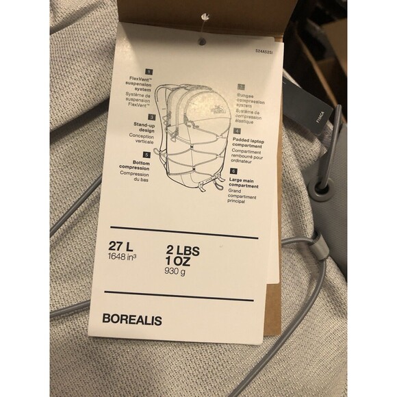 The North Face Borealis Laptop Backpack TNF White Metallic Mélange/Mid Grey New - Picture 4 of 4